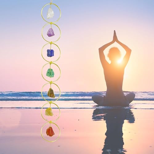 Miniatura 9 de 7 piedras preciosas de chakras, cristales curativos de Feng Shui, decoración de ventana de automóvil, adorno colgante para radiestesia, péndulo de