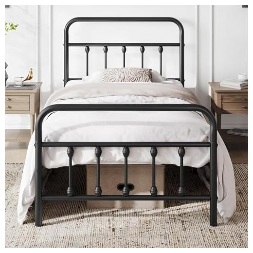 Yaheetech Classic Metal Platform Bed Frame Mattress Foundation with Victorian Style Iron-Art Headboard/Footboard/Under Bed Storage/No Box Spring Needed/Twin Size Black