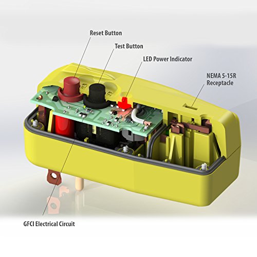 Adaptateur GFCI de prise électrique 15A jaune à sortie unique - 4