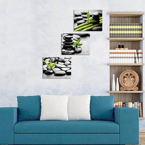 Still Life Lienzo Pintura Adoquines Y Bambú Pared Arte Póster 3 Piezas Zen Piedras Hd Impresión Enmarcado Decoración Del Hogar Imagen Unframd 50x70cm Cover