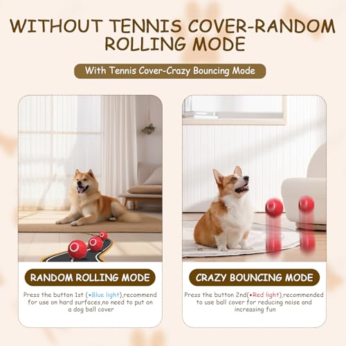 Magic Ball Hund, Interaktiver Spielball für Hunde, Magic Ball für Hunde, Smart Hundeball Elektrisch, 2 Interaktiven Modi, Wiederaufladbar Über USB, für Welpen, Klein und Mittel (Rot)