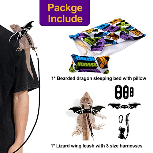 Bearded Dragon Bed with Pillow & Blanket - Pet Habitat Accessory