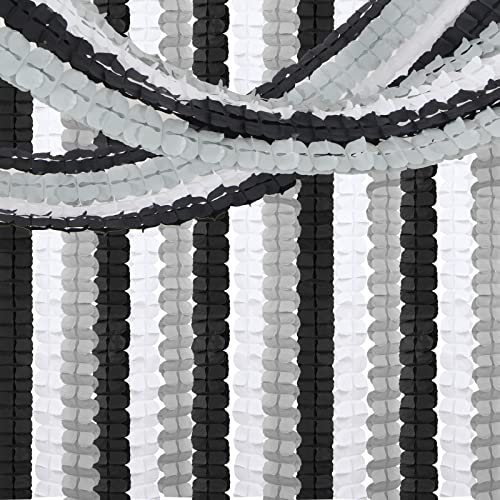 Image of Black White-Silver Party-Decorations Streamers Garland - 157Ft Graduation Four-Leaf Clover Hanging Banner,Men Boys Birthday Engagement Wedding Baby Bridal Shower New Years Supplies Decor Hugtmr