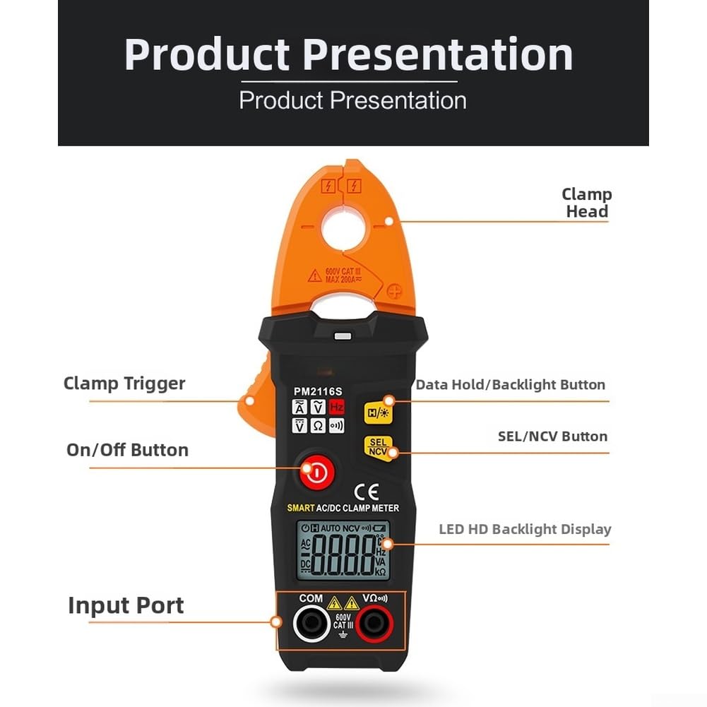 Digital Stromzange AC DC 100A Auto Range NCV | AC/DC für strom bis 100A, Auto Range Funktion, präzise Messwerte, ideales Werkzeug für Profis