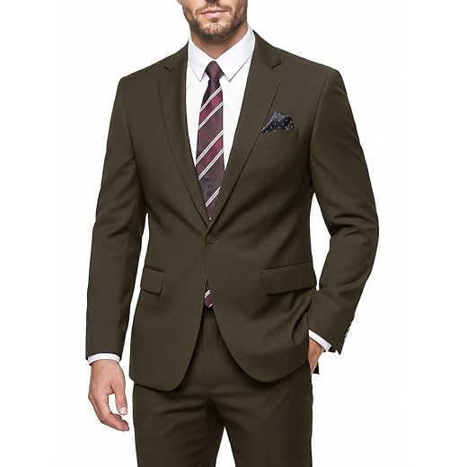 Terno masculino de 2 peças, ajuste justo, com um botão, blazer e calça de cor sólida, gravata e festa de negócios de casamento quadrada