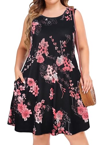 Image of elescat Plus Size Summer Dresses for Women Sleeveless Pockets Beach Tshirt Tank Sundress 2026