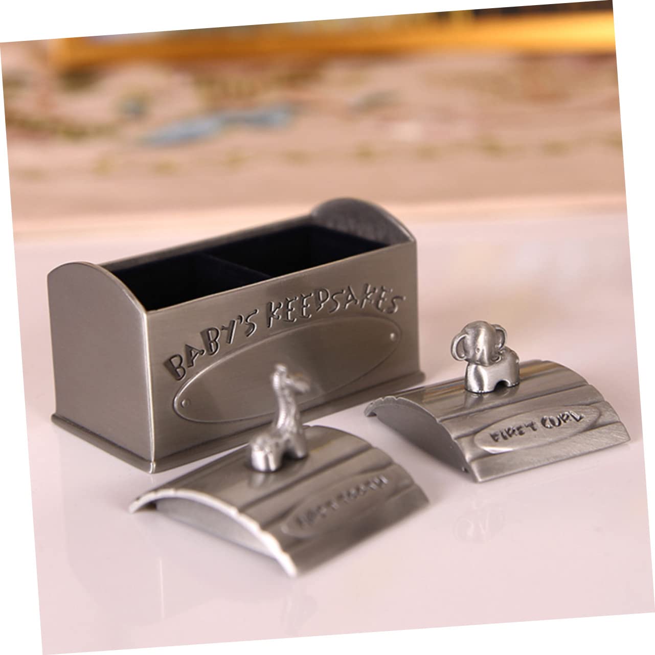 Caja para Dientes de Leche y Recuerdos para Bebés, Aleación de Zinc Plateada, Diseño Compacto y Portátil, Segura para Uso en Bautizo y Año