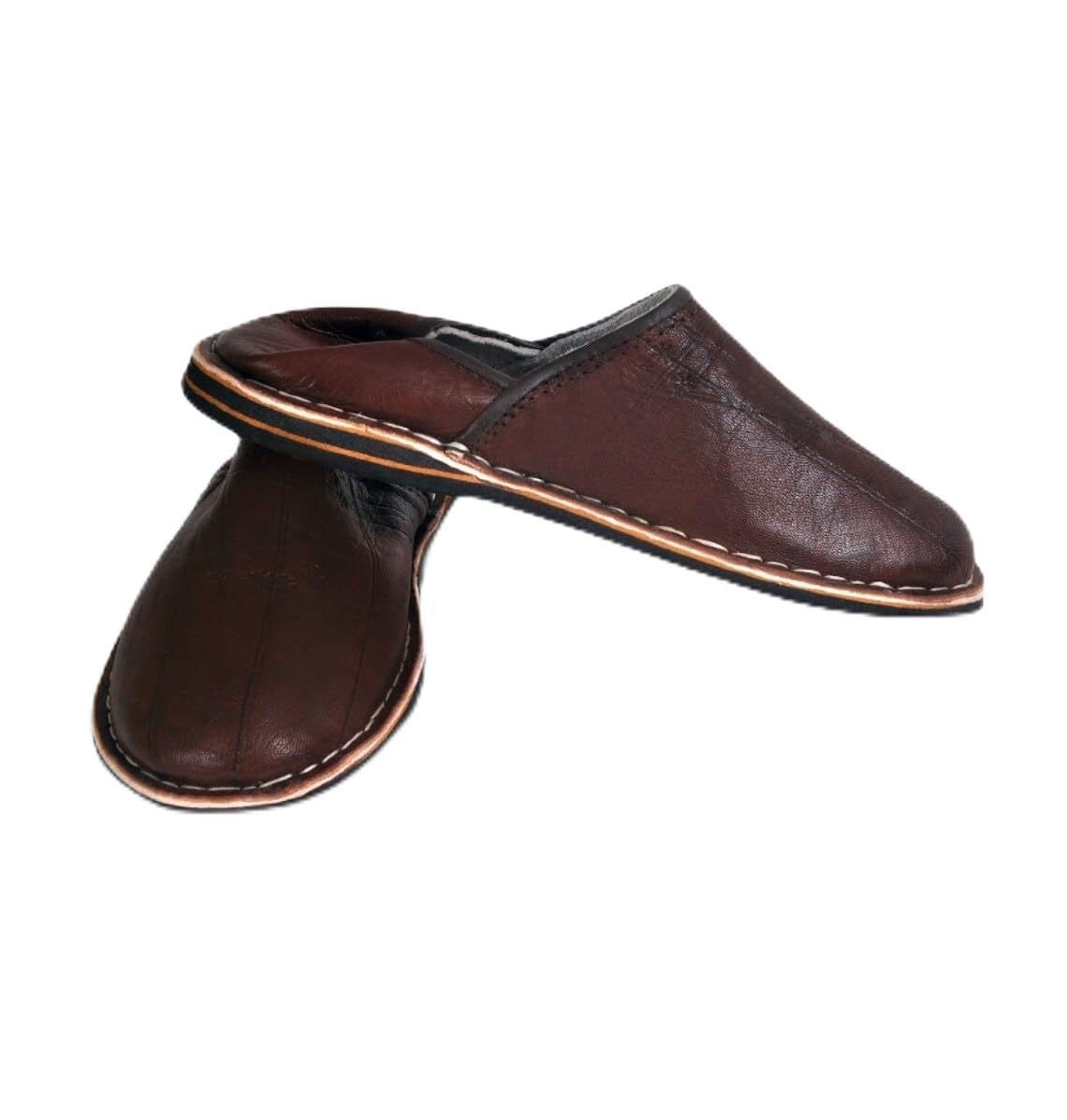 Babouche berbère artisanale en Cuir pour homme et femme Bout rond couleur noir marron bleu interieur exterieur Fait au maroc