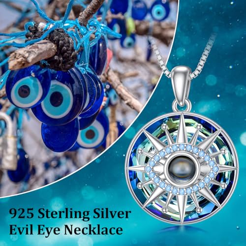 Evil Eye Necklace for Women Moonstone Evil Eye Amulet Pendant 925 Sterling Silver Suitable for Birthdays and Halloween Suitable for Men and Women 6