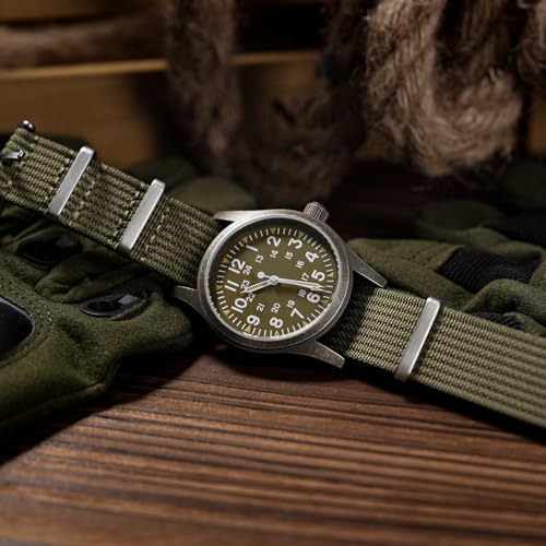 Image of Militado ML05 38mm VH31 Quartz Watch - Domed Sapphire Crystal Field Watch C3 Super Luminous Retro Sweep Wrist Watch for Men 100M Waterproof