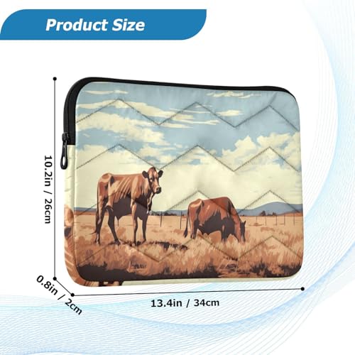 Funda para portátil 13-14 pulgadas con patrón de vaca vintage miniatura 3