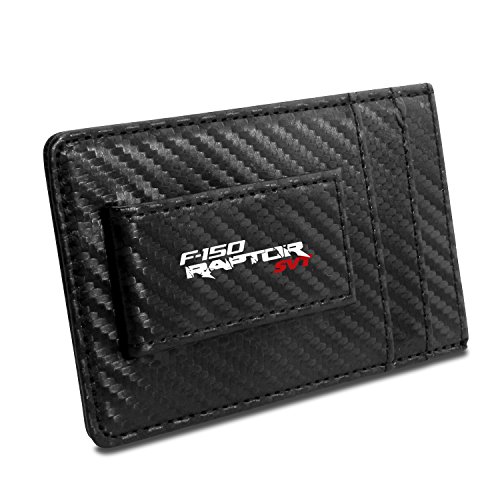 Ford F-150 Raptor SVT 2010 to 2015 Black Carbon Fiber Leather Wallet RFID Block Card Case Money Clip - Main Image