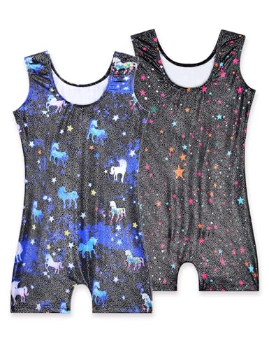 Image of 2 Pack Leotard for Girls Gymnastics Sparkly Sleeveless Unitards