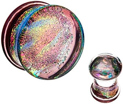 Miniatura 2 de Pierced Owl - Purple Multicolor Sparkling Swirl Single Flared Glass Plugs, Sold as a Pair