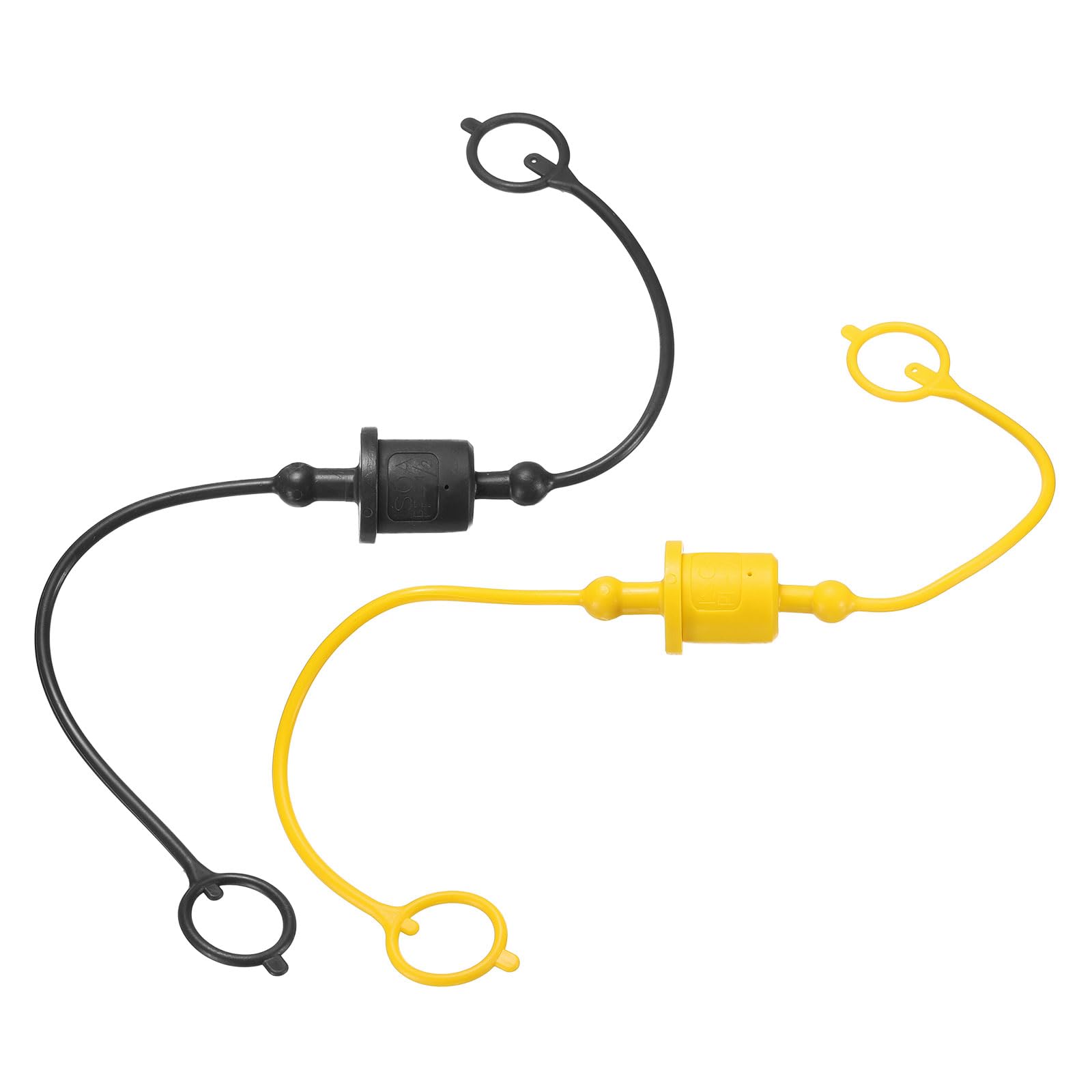 HARFINGTON 2Sets 1/2 Hydraulic Hose Dust Cap and Plug Kit, ISO-A Male Dust Cap &amp; Female Plug Cover Quick Disconnects Air Coupler Cover Port Plug Fittings with Retention Ring, Black/Yellow
