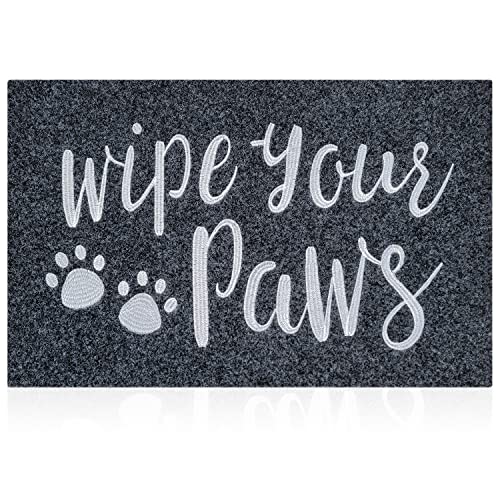 AAZZKANG Wipe Your Paws Doormat Outdoor Welcome Mat with Non Slip Rubber Back Quickly Trap Dirt Easy to Clean Funny Dog Paw Doormat for Entrance,Front Door,Indoor