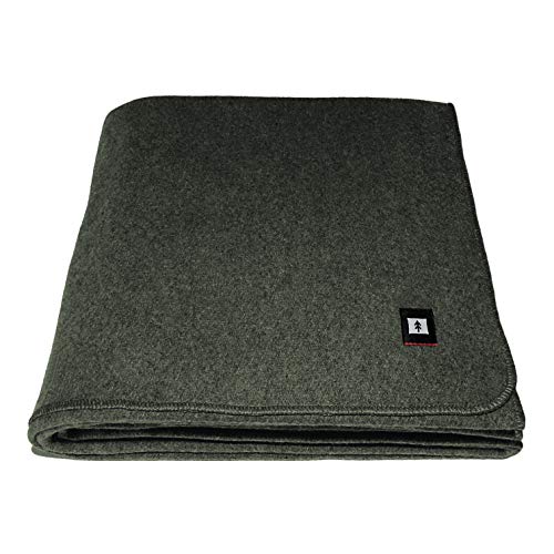 EKTOS 80% Wool Blanket, Olive Green, Light & Warm 4.0 lbs, Large 66