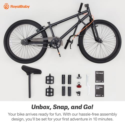 Image of RoyalBaby Kids BMX Bike 20 24 Inch, Professional Aluminum (Silver) or Sturdy Steel (Red /Black), Freestyle Street Bicycle for Beginners & Advanced Riders, Easy Assembly