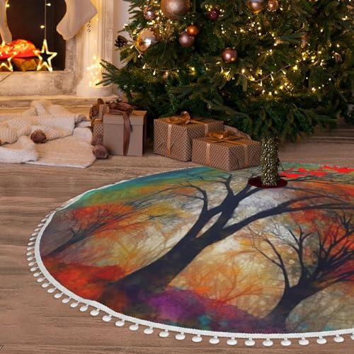 Jupe de sapin multicolore en peluche 122 cm pour décor de Noël extérieur - 2