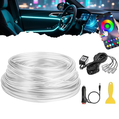 DIBMS Smart Car Interior LED Strip Lights APP Remote Control, RGB Music Sync...