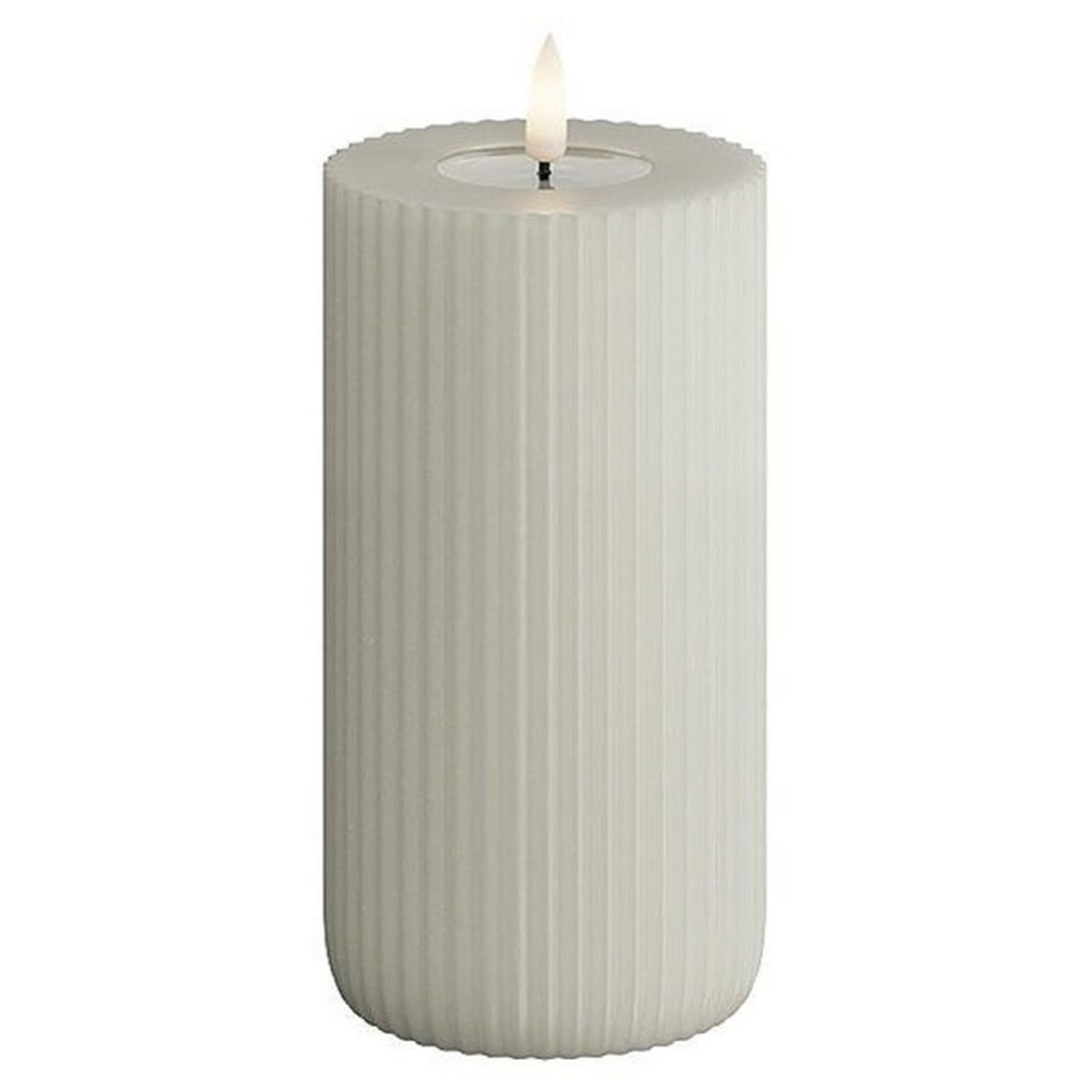 Deluxe Homeart Solid Stripe Indoor Flameless LED Candle - Made from Real Wax & with Real Flame™ Technology - Battery Powered Candle with up to 400 Hour Battery Life (Sand, 7.5 x 15 cm)