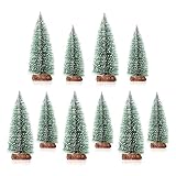 Lot de 10 mini arbres de Noël artificiels, avec effet neige, pour décoration de Noël, décoration de bureau, décoration de magasin, décoration de vitrine