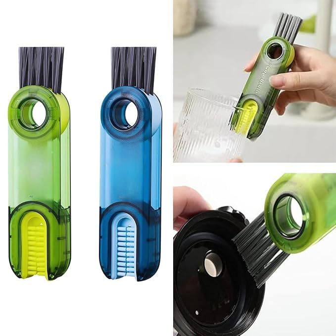 ERITIN 3 in 1 Multifunctional Cleaning Brush, 3 in 1 Tiny Bottle Cup Lid Detail Brush Straw Cleaner Tools, Multi-Functional Crevice Cleaning Brush. 4
