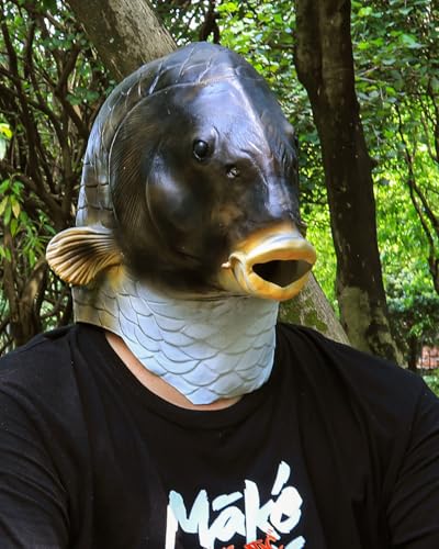 MOKRY PARTY Fish Mask Halloween Catfish Latex Animal Full Head Mask Realistic Fish Costume Party Cosplay Prop, Adult - image 5