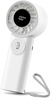 SAnmay ポータブルハンドヘルドファン 1~100段階無段階スピードミニファン スマートLEDディスプレイ付き Type-C充電式パーソナルファン 最大12時間冷却 旅行、テーマパーク、メイクアップ、オフィスデスク用 (ホワイト)