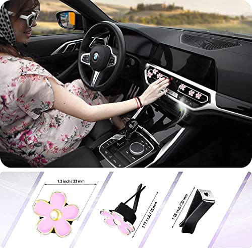 6 Pieces Daisy Car Decoration Flower Air Vent Clip Air Conditioning Outlet Air Freshener Clip Car Interior Decor Charm Colorful Car Interior Accessories For Girls Women #TOP4