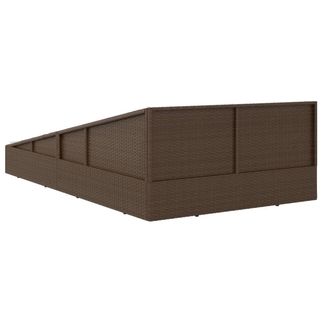 Lit de jardin 110 x 200 cm en rotin PE, chaise longue pour jardin et terrasse, île de salon avec 4 coussins d'assise et 2 coussins, marron