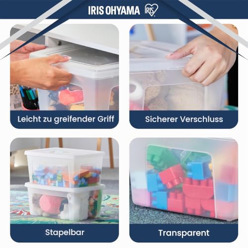 Iris Ohyama, Mehrzweck-Aufbewahrungsbox, 50L, 3er-Set, einfaches Verschließen, stapelbar, aus transparentem Kunststoff, für Kleidung… – Ansicht 4