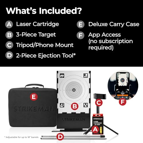 Image of Strikeman Marksman Kit - Ultimate Dry-Fire Training Companion, All-in-One Solution Includes Carry Case, 3-Piece Target, Phone Mount w /Tripod & a Laser Cartridge