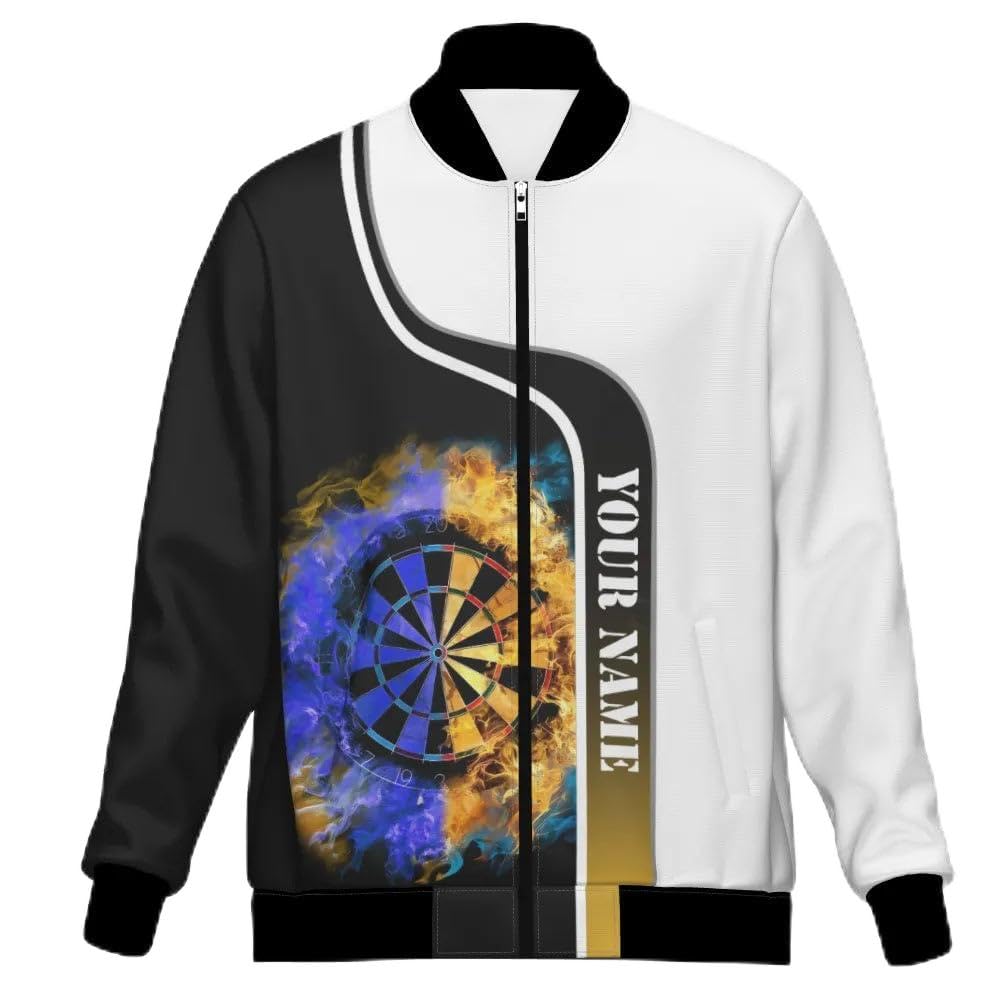 Dart Jacket with Flame Pattern Stylish Mens and Womens Outerwear for Active Sports and Casual Wear Q841