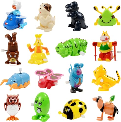 Nunkitoy Wind Up Toy,16 Pack Assorted Clockwork Toy Set(Contents and Color May Vary), Wind Up Animal Party...