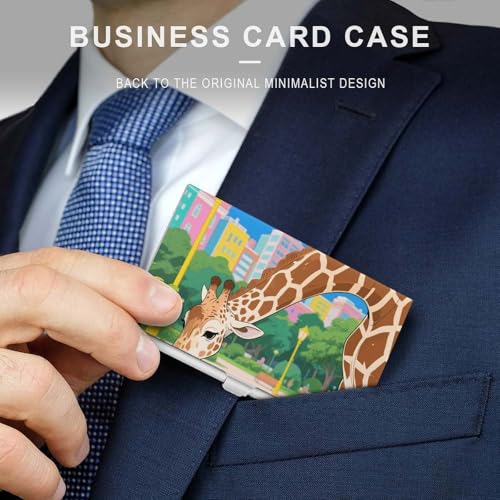 Business Card Holder Metal Slim Business Card Case Masai Giraffe Professional Cards Organizer Pocket Name Cards Case Credit Holder Wallet for Men Women Buckle Style Shut3