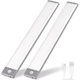 Rechargeable Motion Sensor Led Lights Ultra Thin Softer Under Counter 54-LED Closet Lighting Battery Operated Light Kitchen Under Cabinet Lighting Stick On Lights Night Light Wireless Light (2PACK)