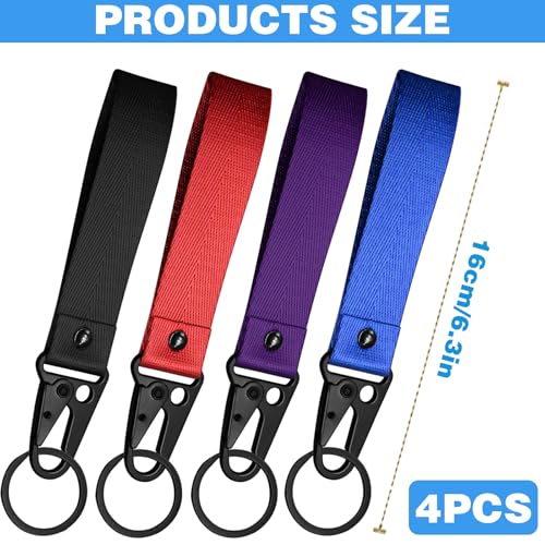Image of 4PCS Motorcycle Accessories Fabric Keychain - Black, Red, Blue, Purple for Men and Women - Universal Multi-function Anti-Lost Lanyard