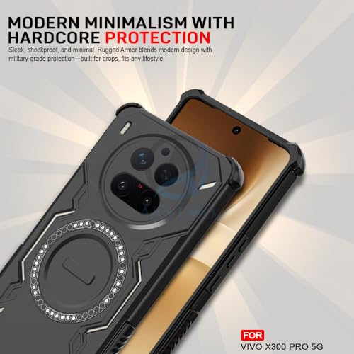 Image of AESTMO Back Case Cover for Vivo X300 Pro 5G | Magnetic Case with Built-in Metal Ring | Compatible with MagSafe Accessories | Shockproof Hybrid (PC + TPU, Black)