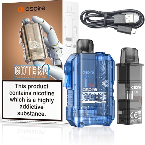Aspire Gotek X Vape Kit (Royal Blue) - 650mAh Battery 13W Output Type-C Fast Charge Adjustable airflow Compatible With Aspire Gotek X Pods Draw Activated Vaping Kit Side Fill Pod No Nicotine