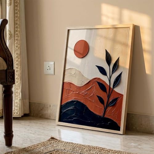 Image of kotart Boho Wall Art Home Decoration | Aesthetic Floral Paintings With Frame For Living Room Bed Room Hotel Wall Decor Digital Reprint (13x17 inch)