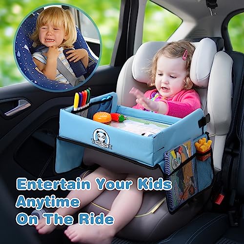 COOLJOY Kinder Knietablett,Reisetisch BeschäFtigung Autofahrt Kinder,Auto Organizer Kinder, Multifunktional Spielzeug ab 3 Jahre, Tragbar Tablett, Einstellbar Kindersitz, Autositz für Kinder