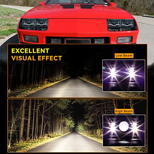 Llpta 4Pcs 4X6 6X4 Inch Rectangular H4651/H4652/H4656/H4666 Sealed Beam Replacement Led Halo Projector Headlights Assembly H4/9003/Hb2 Conversion Kit White High/Low Beam Drl Daytime Running Lights #TOP3