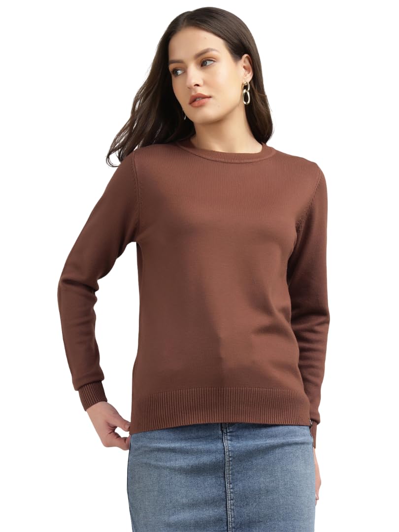 xpose Black Solid Pullover,has a Round Neck, Long Sleeves, Ribbed Hem-picture-9