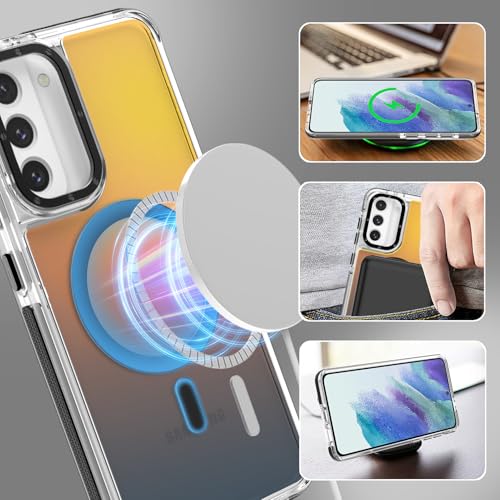 Image of Magnetic Case for Samsung Galaxy S21 FE 5G [Compatible with Magsafe] [Cute Fashion Fluorescent Design] [1 Screen Protector] Slim Translucent Matte Case for Galaxy S21 FE 5G 6.4 inch, Black