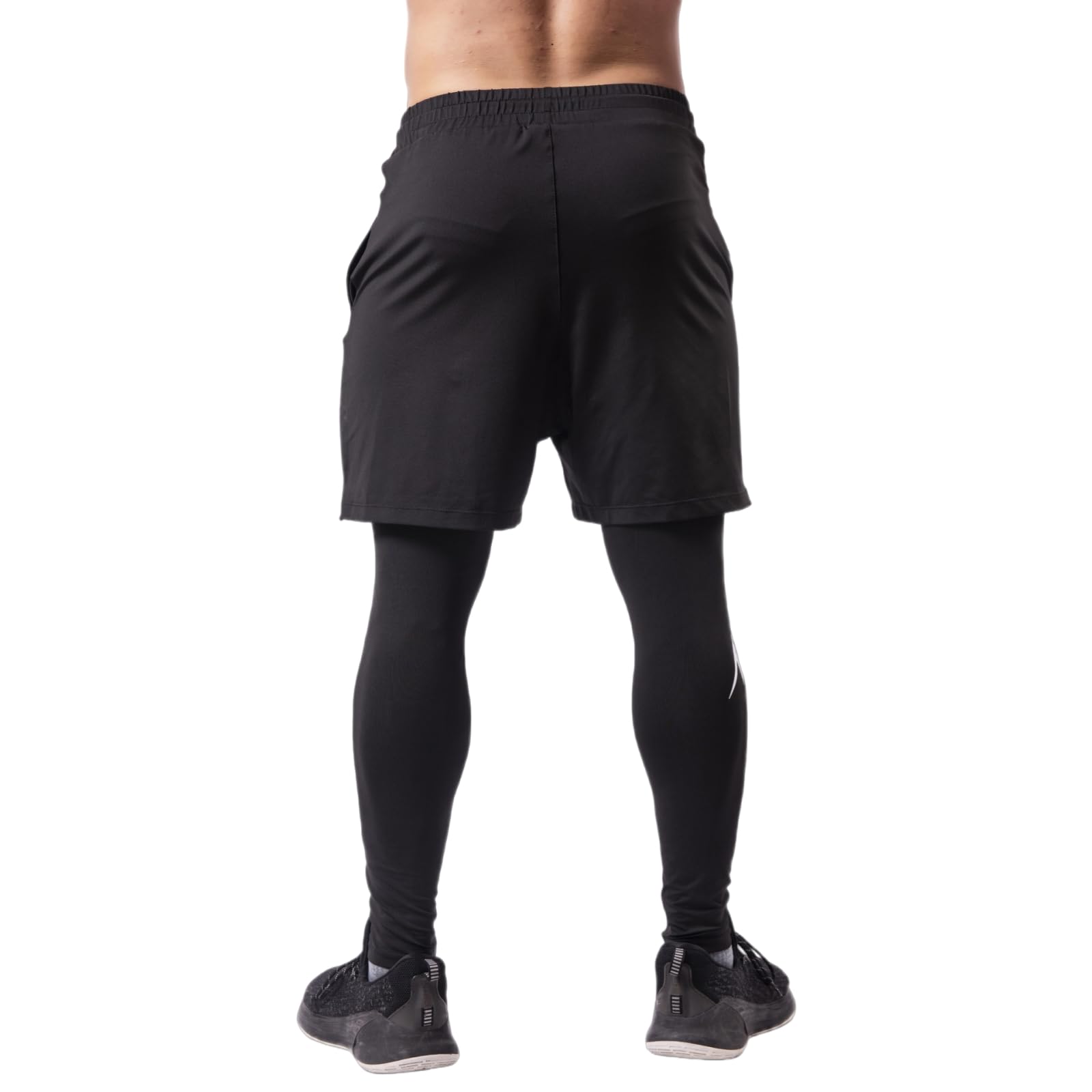 RuiChy Pantalons de Course 2 en 1 Homme Short Sport à Cordon Élastique à Séchage Rapide Pantalon de Compression au Signe Éclair, Fitness Legging Sport avec Poches pour Basketball Football