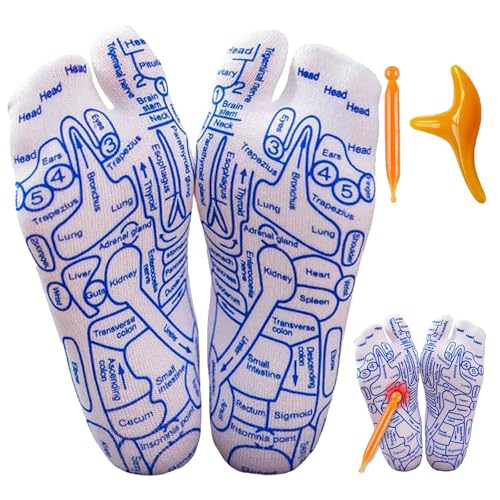 Reflexology Socks with Tools Acupressure Massage Socks Relieve Fatigue Relaxation Promote Blood Circulation (Large Size)