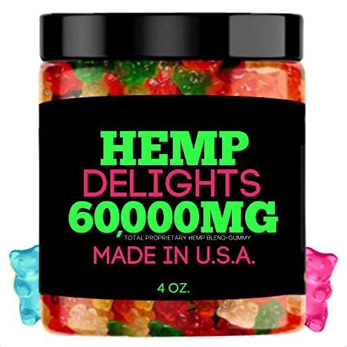 HEMP GUMMIES, FRESH FRUITY FLAVOR GUMMY BEAR, NATURAL HEMP CANDY-GREAT FOR CALM, SLEEP, RELAX, DISCOMFORT, BACK, SHOULDER, KNEE'S-MADE IN USA-4 OUNCE