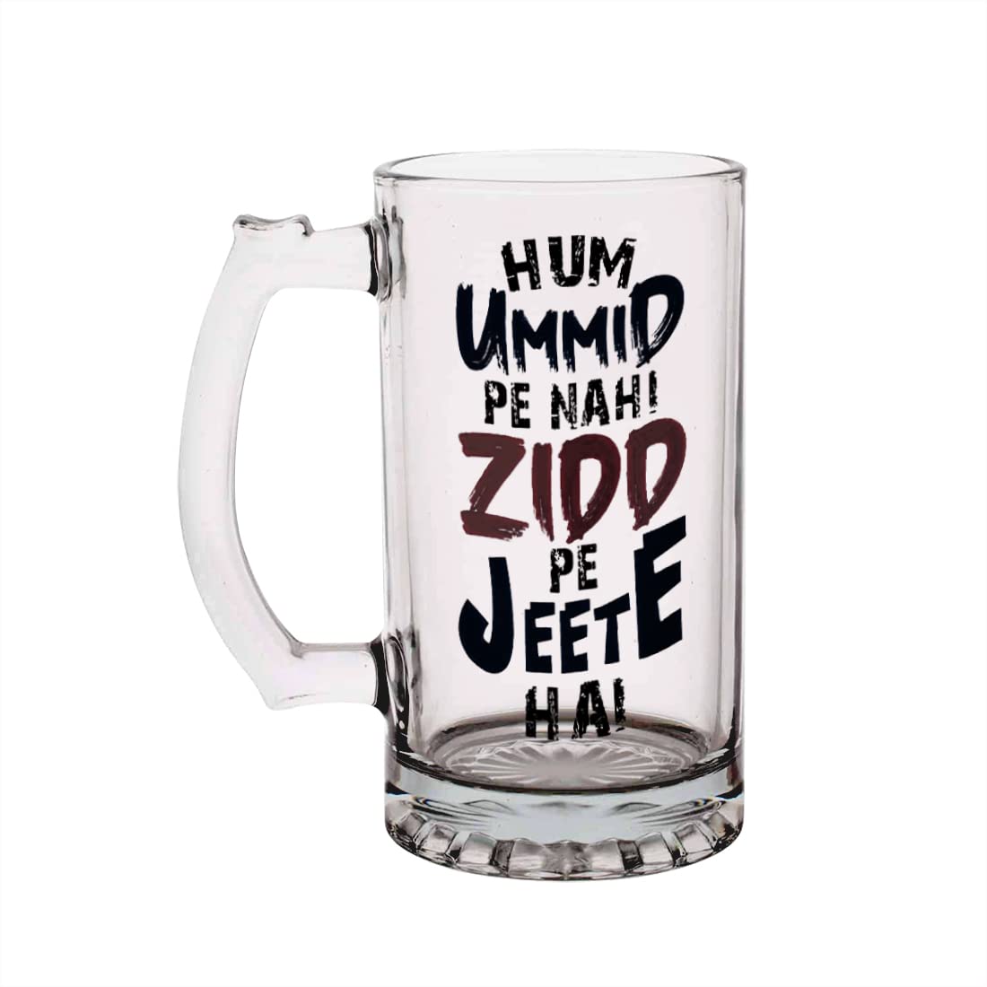 Khakee Zidd Pe Jeete Hai Theme Funny Quote Beer Mug -Gift for Father, Husband, Friends,Brother(Pbm-712)