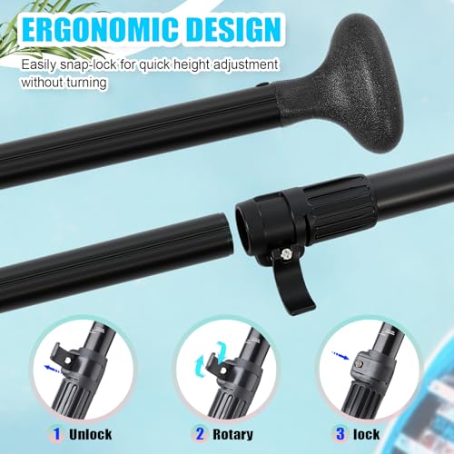 Image of Hollowfly 4 Set of 3 Pieces SUP Paddle Board Paddle Adjustable Paddleboard Lightweight Stand up Oar Aluminum Alloy Floating Replacement Oar Adjustable Aluminum Alloy Shaft for Surfing